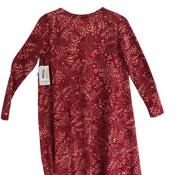 LulaRoe SARAH NWT Brick Red Floral Cardigan Sweater Pockets Long Duster Size XS - Picture 6 of 8